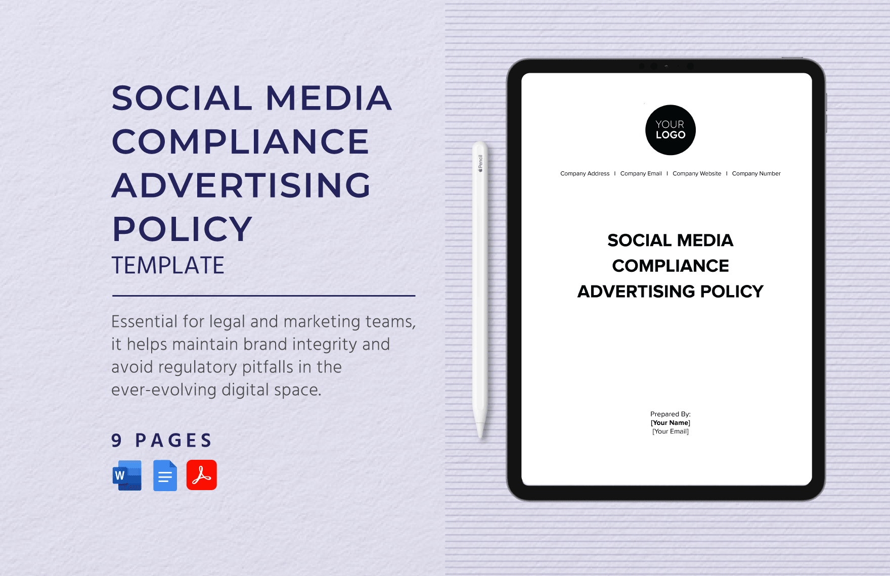 Social Media Compliance Advertising Policy Template