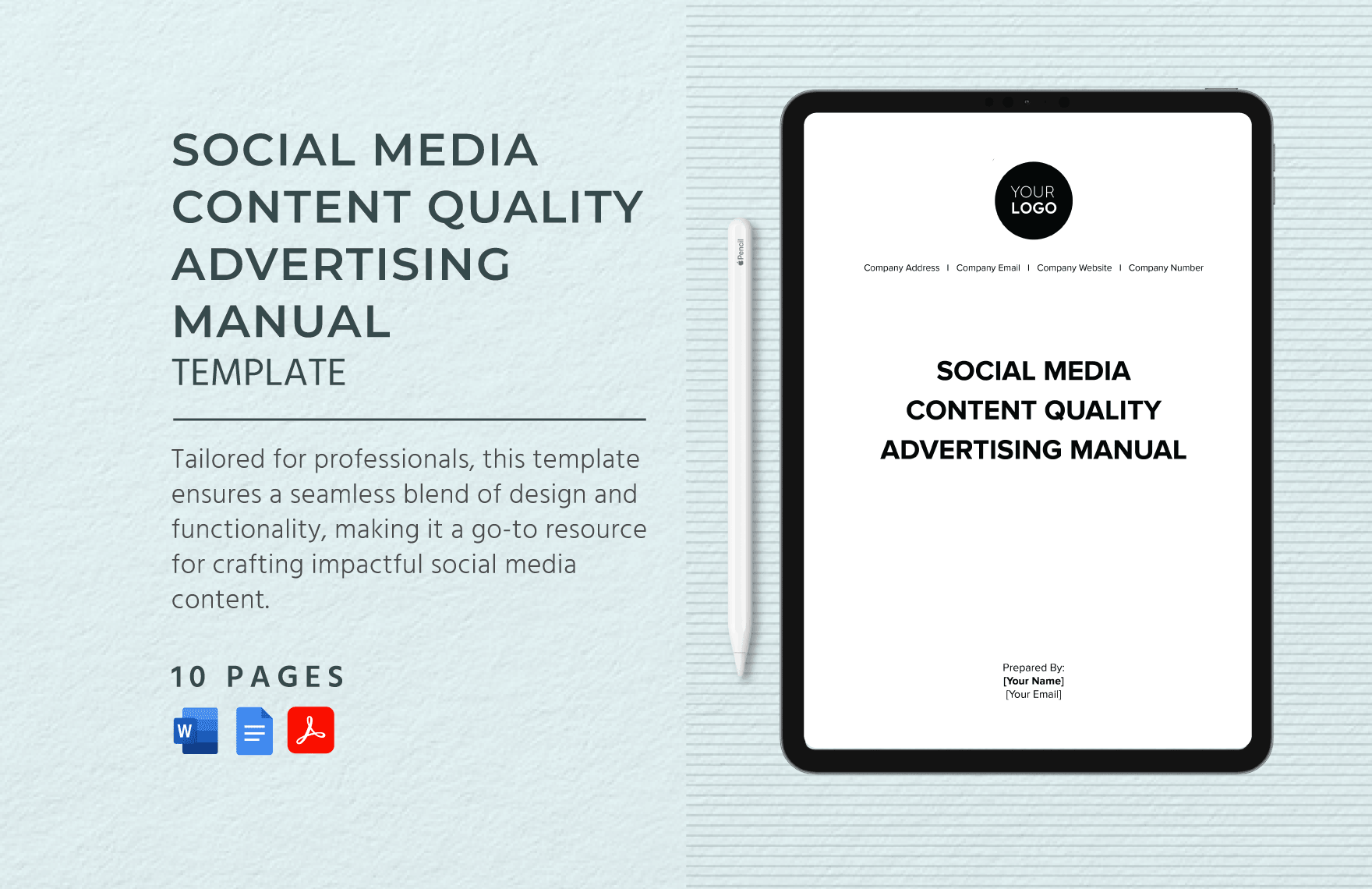 Social Media Content Quality Advertising Manual Template in Word, Google Docs, PDF