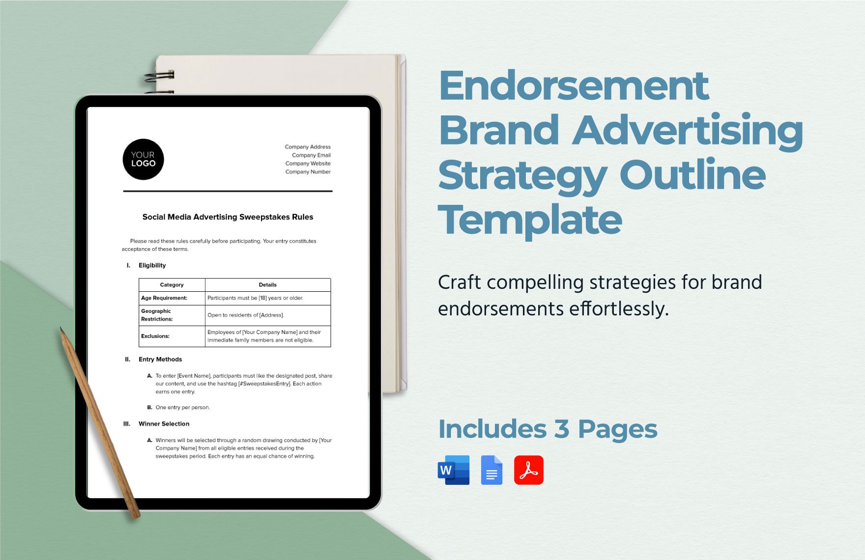 Endorsement Brand Advertising Strategy Outline Template