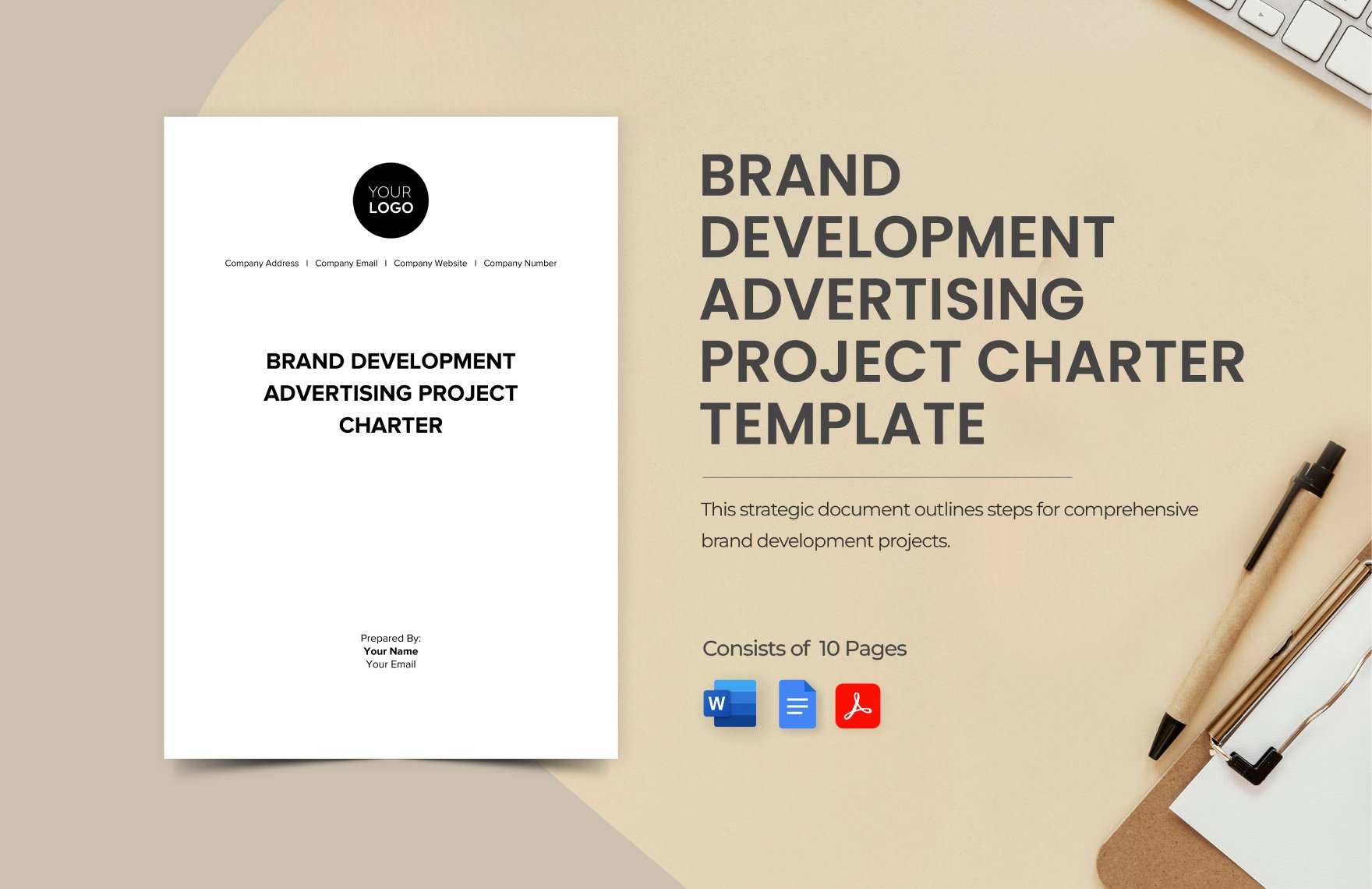 Brand Development Advertising Project Charter Template in Word, Google Docs, PDF