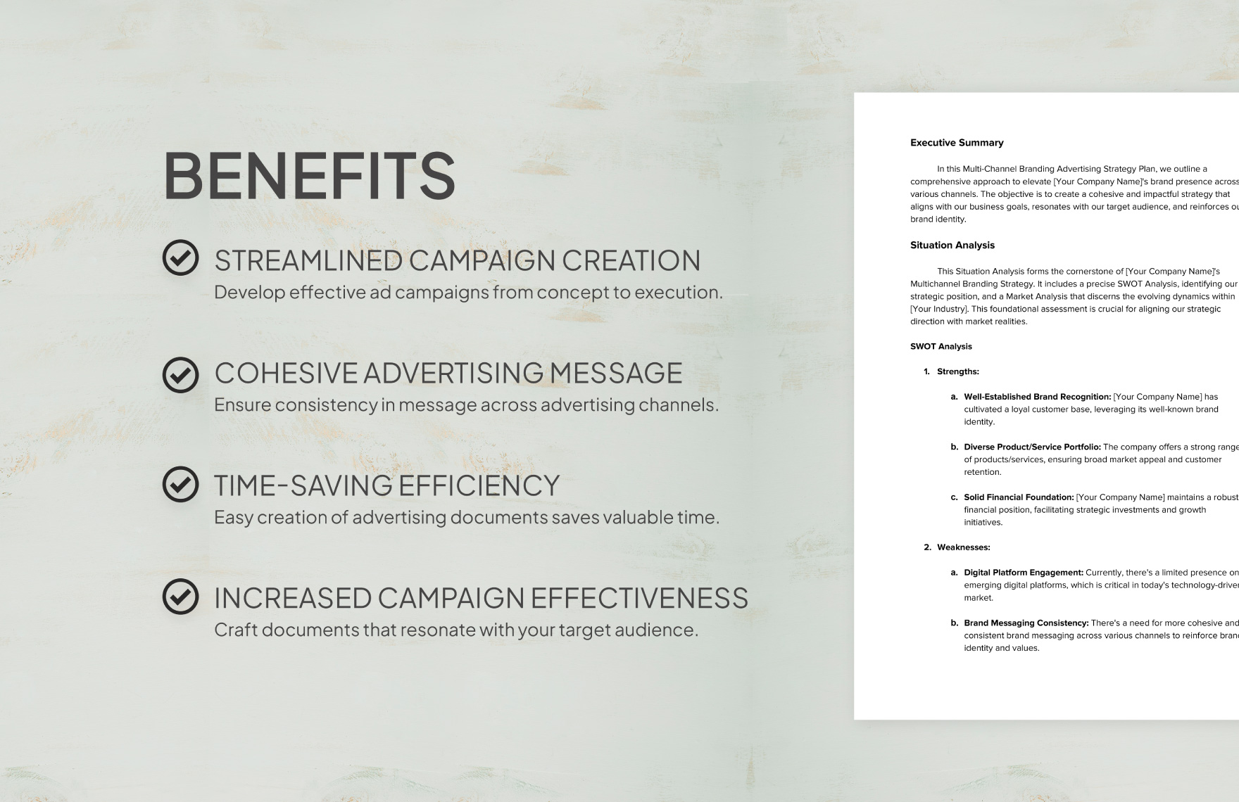 Multichannel Branding Advertising Strategy Plan Template