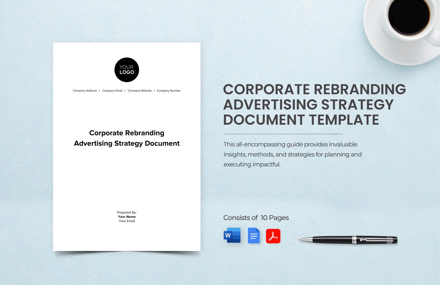 Corporate Rebranding Advertising Strategy Document Template in Word, Google Docs, PDF