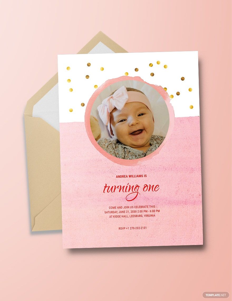 First Birthday Invitation Card Template - Download in Word, Illustrator,  PSD, Apple Pages, Publisher, Outlook