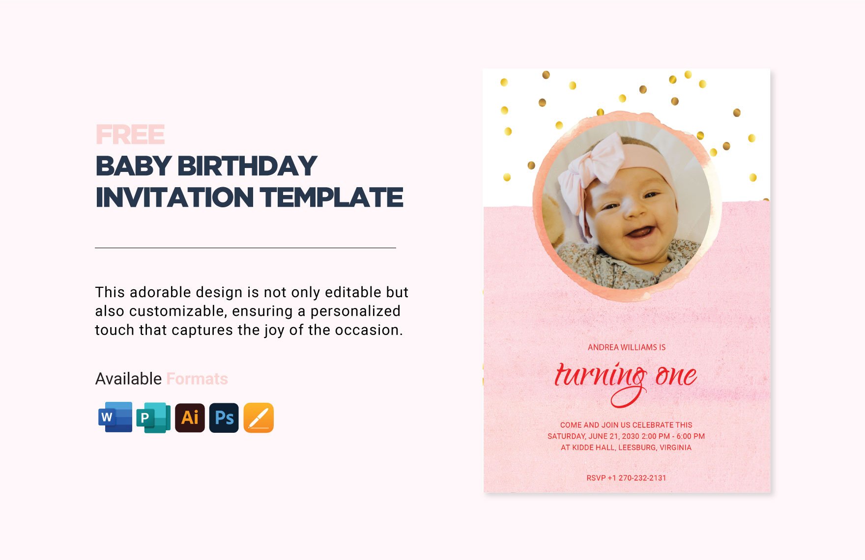Baby Birthday Invitation Template