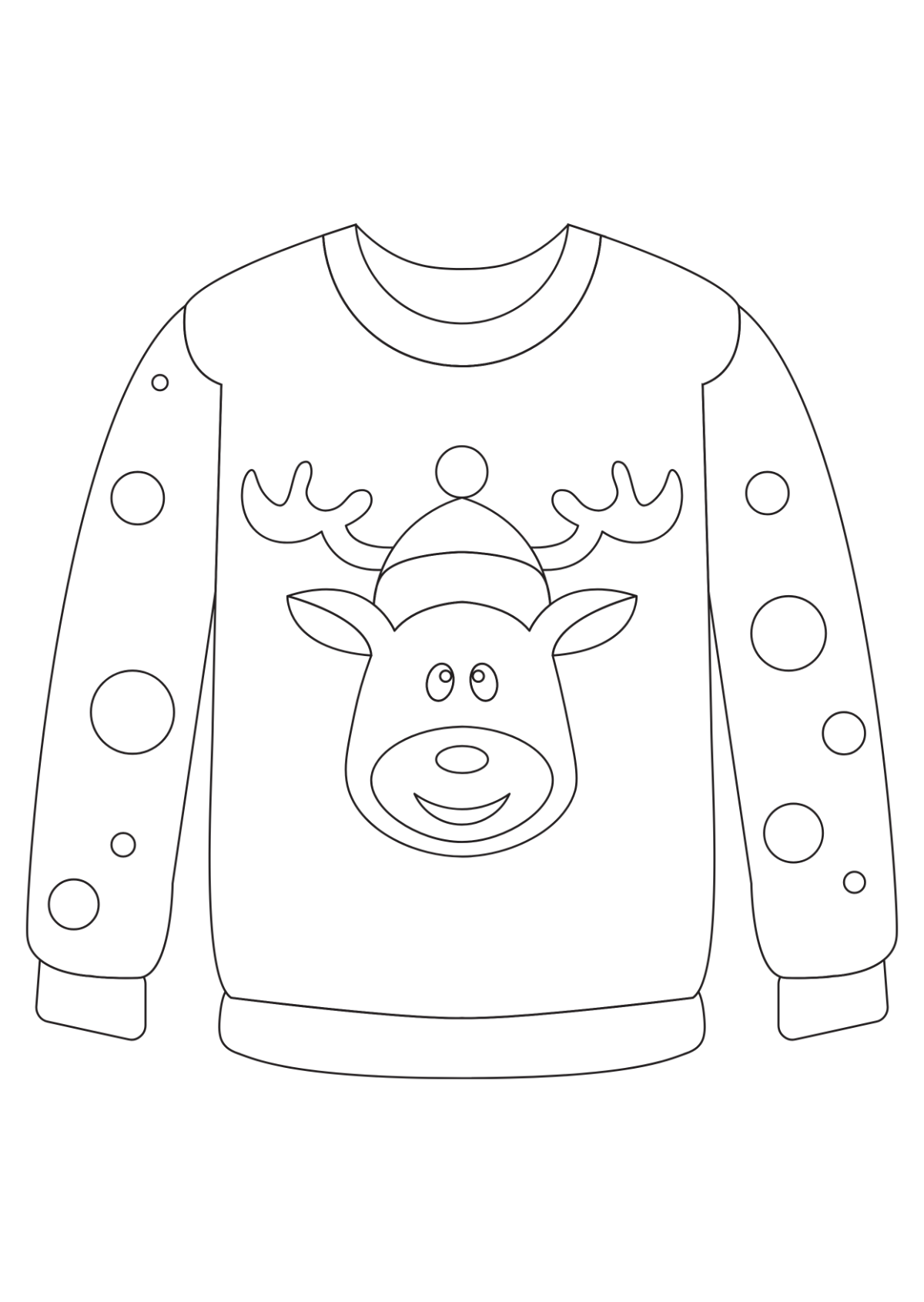 Ugly Christmas Sweater Coloring Page Template