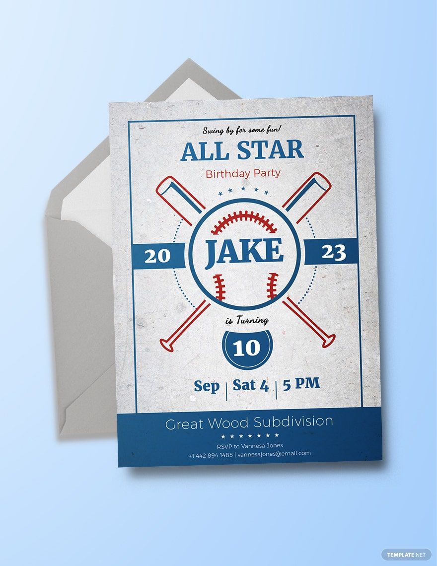Baseball Birthday Party Invitation Template