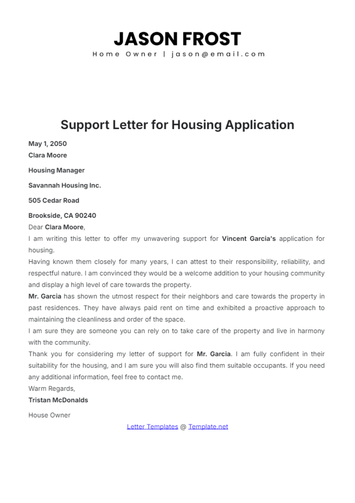 Free Support Letter Templates Editable And Printable