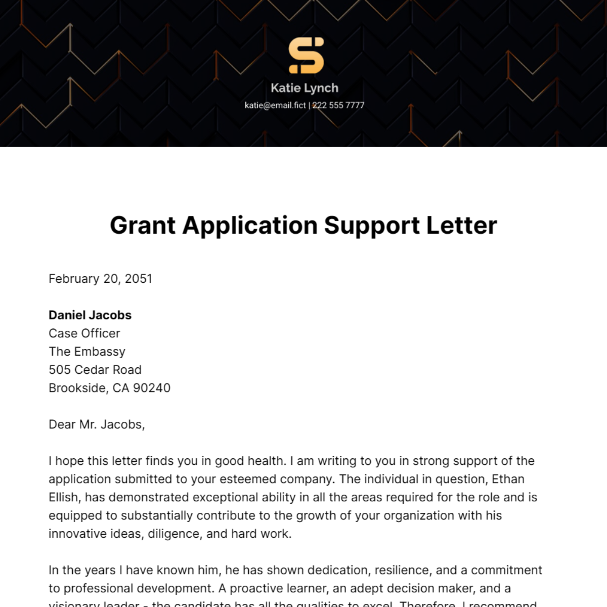 Grant Application Support Letter Template