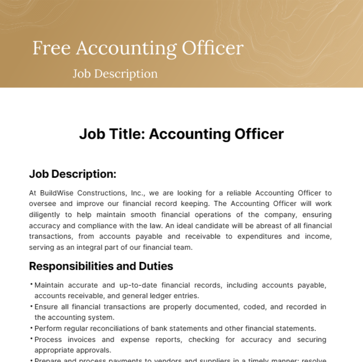 Accounting Officer Job Description Template