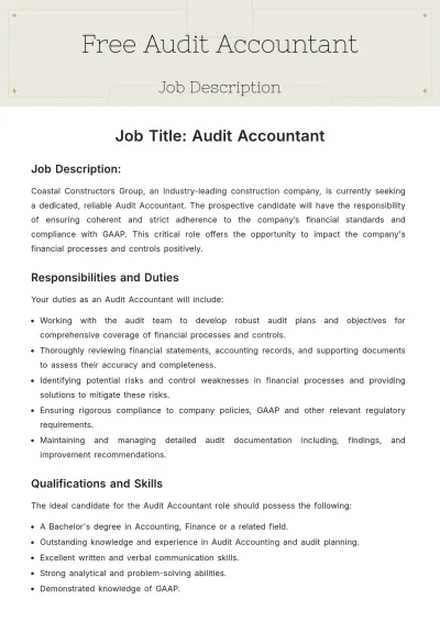 Free Audit Accounting Job Description Template to Edit Online