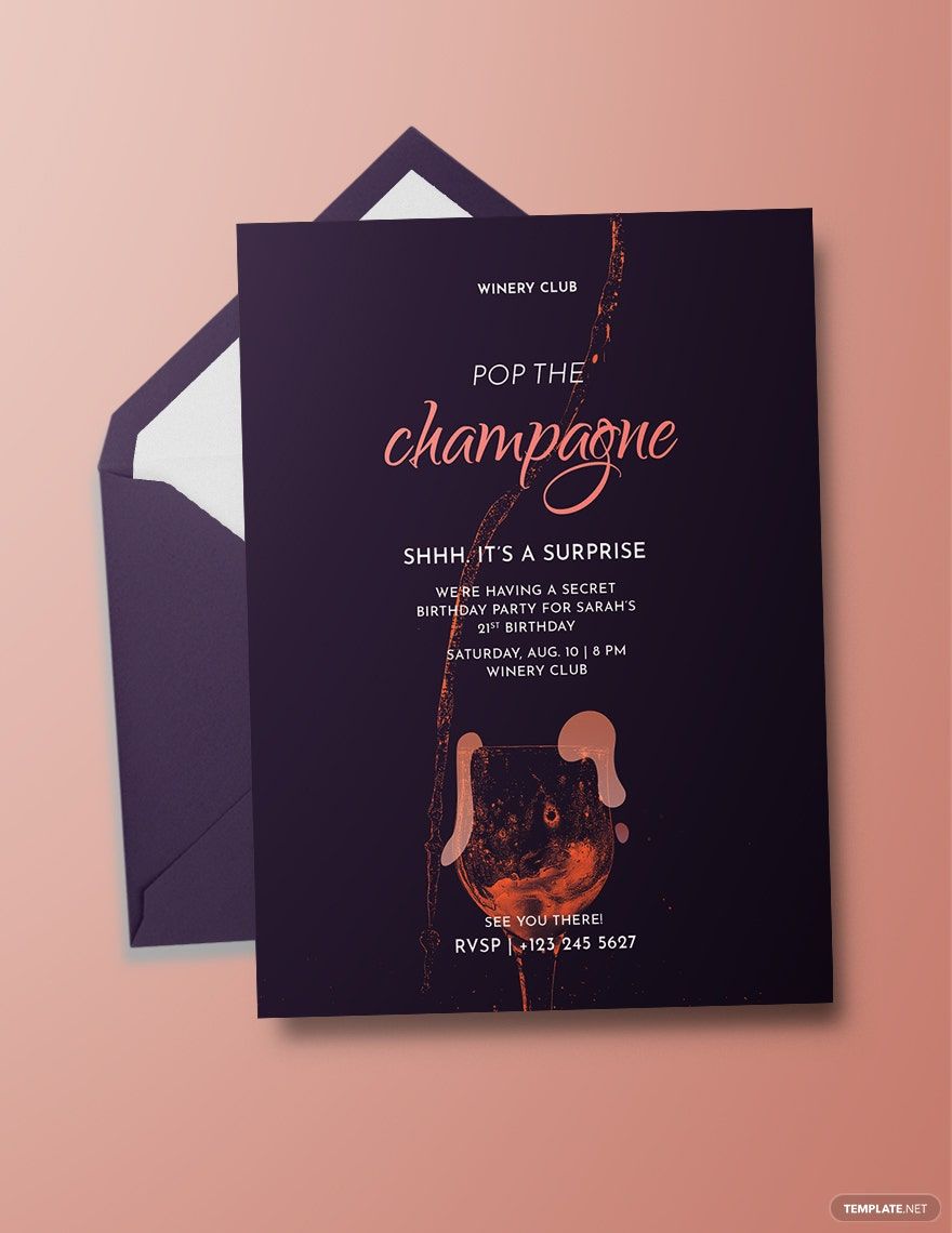 Champagne Birthday Invitation Template