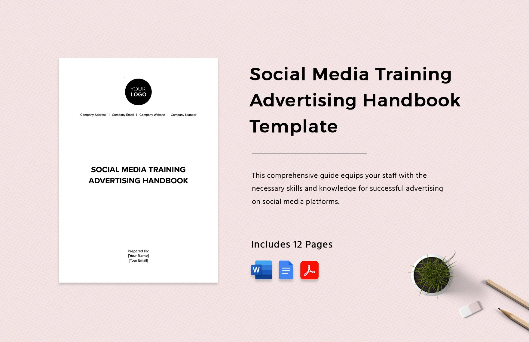 Social Media Training Advertising Handbook Template in Word, Google Docs, PDF