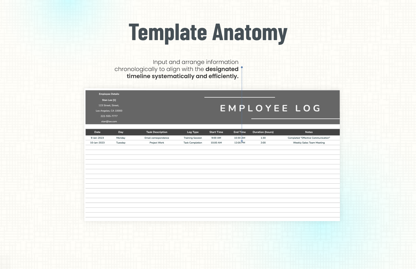 Employee Log Sheet Template in Excel, Google Sheets - Download ...