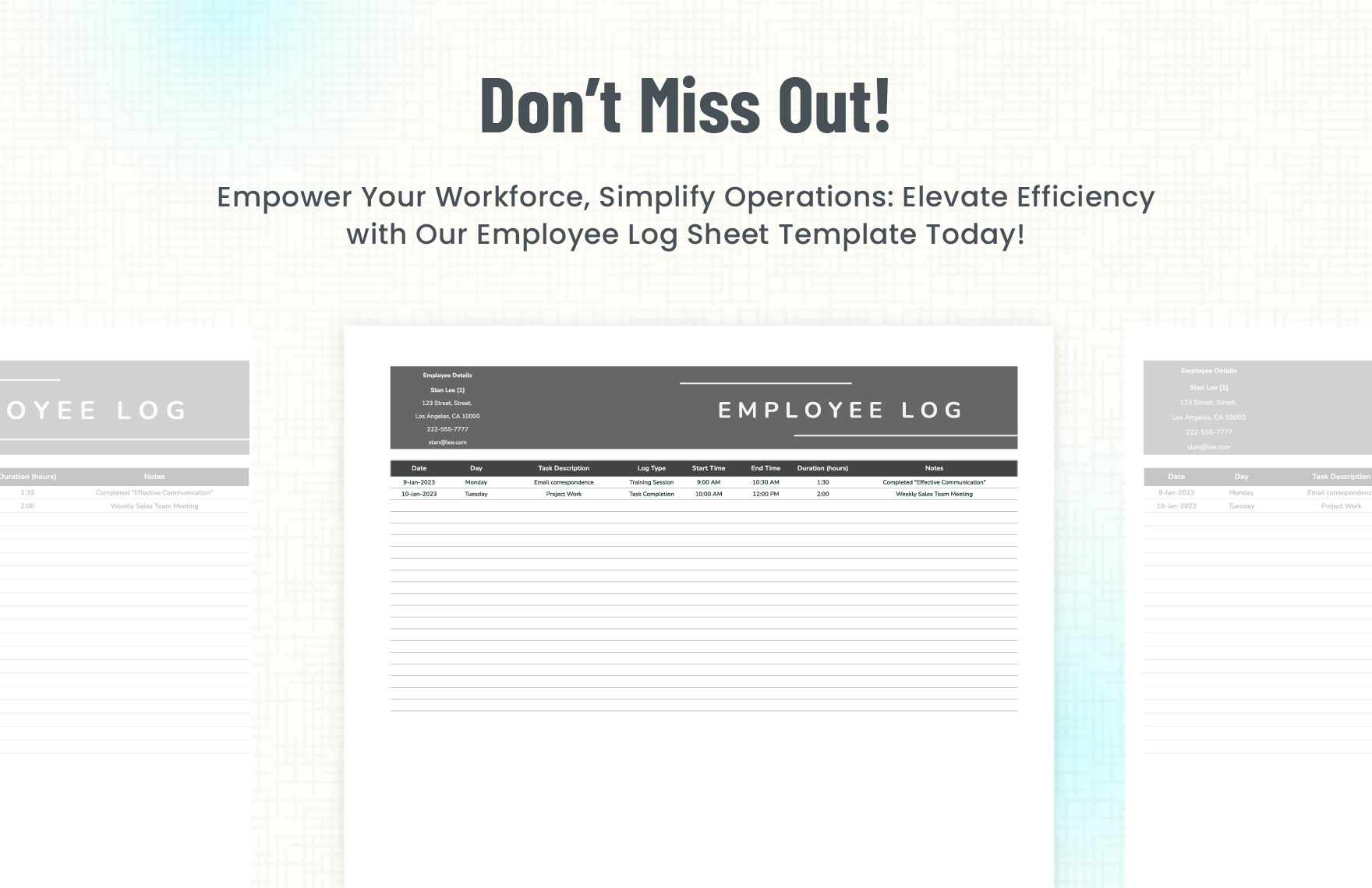Employee Log Sheet Template