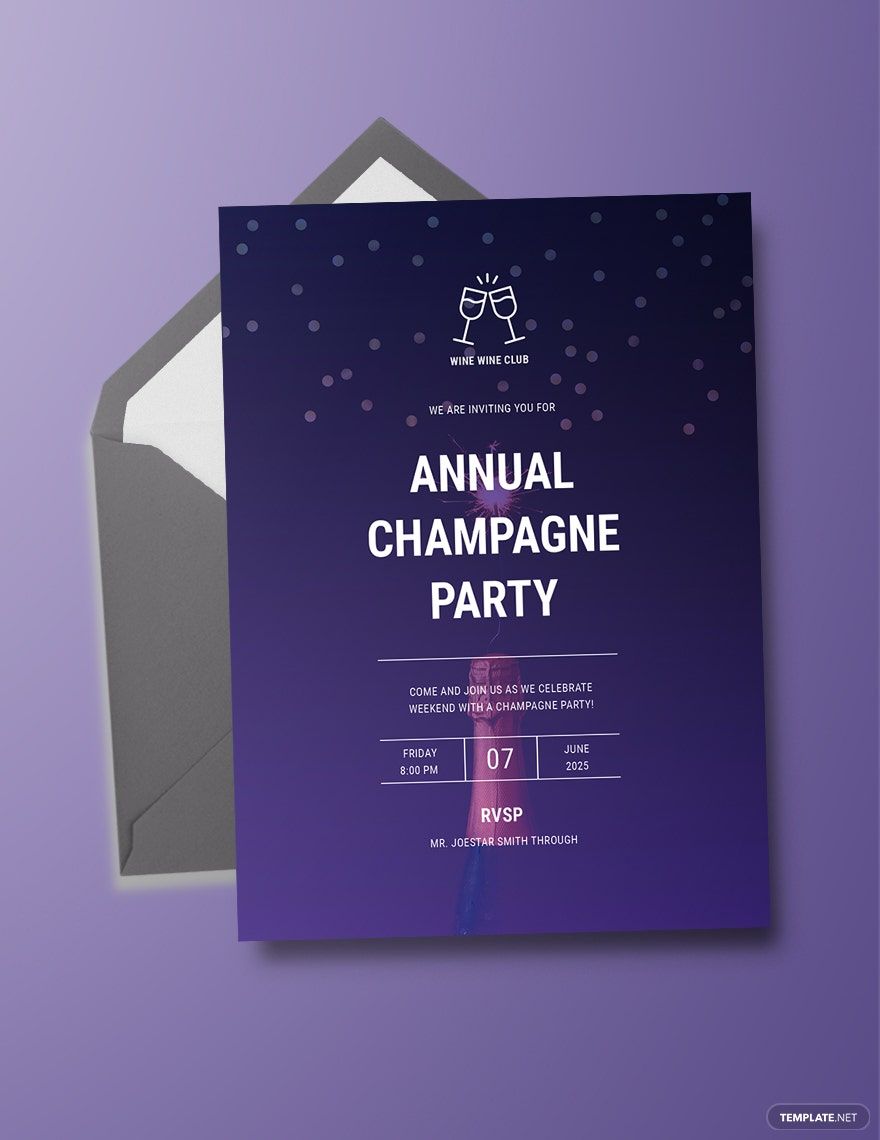 Champagne Invitation Template in Word, Illustrator, PSD, Apple Pages, Publisher