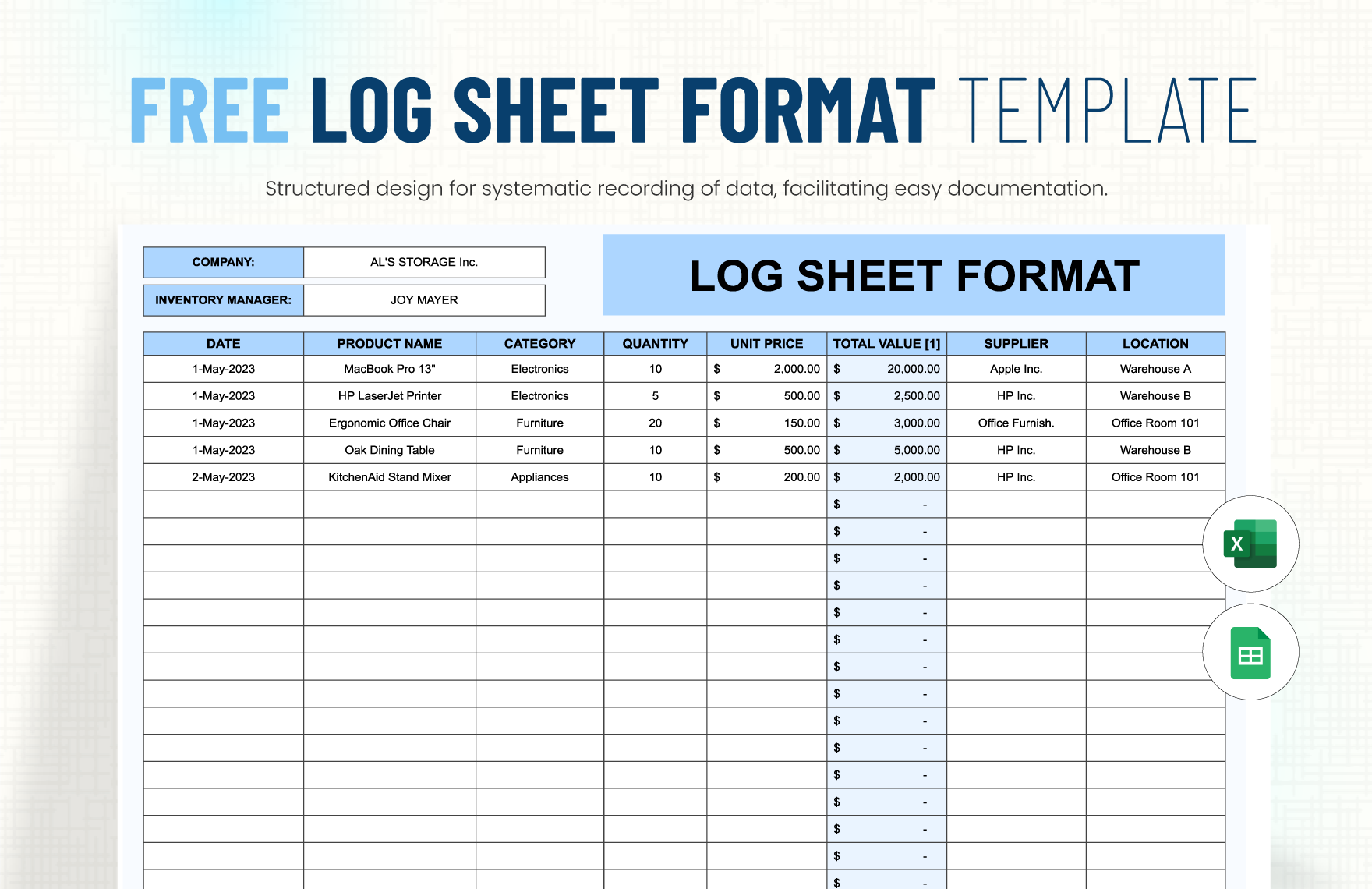 Log Sheet Format Template