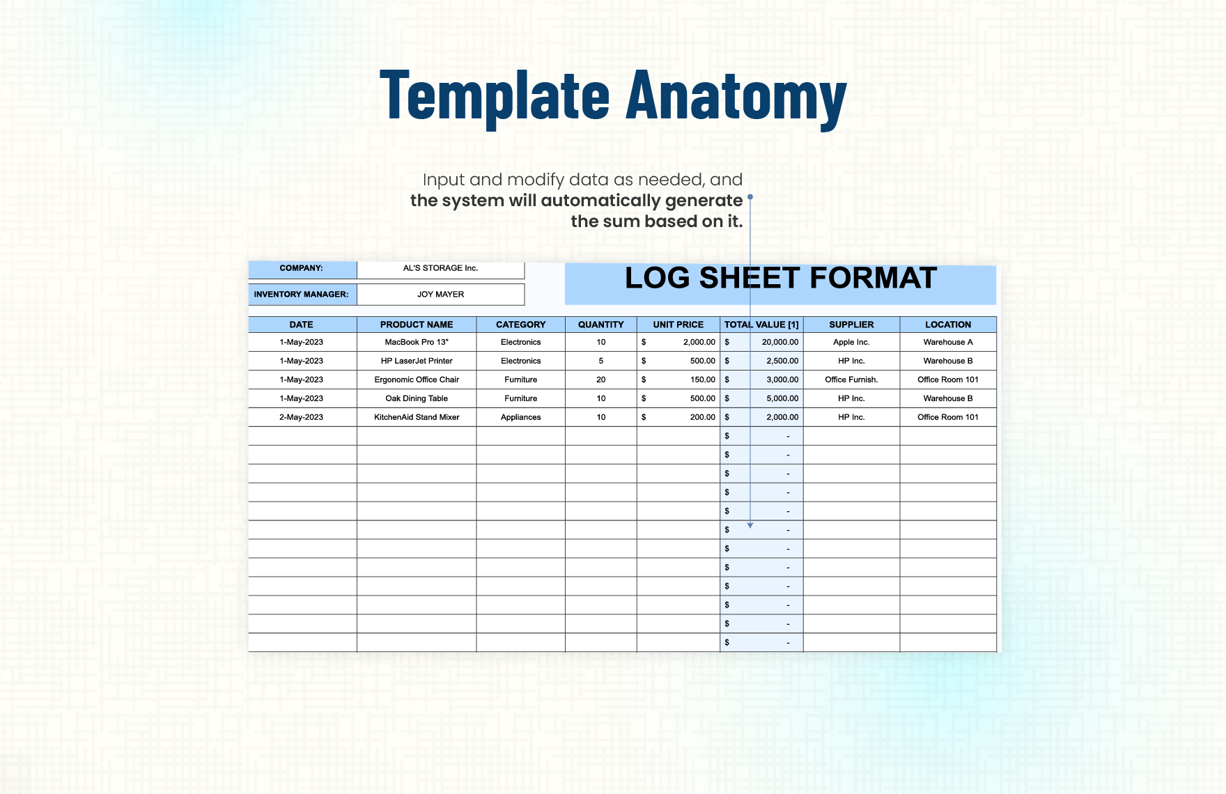 Log Sheet Format