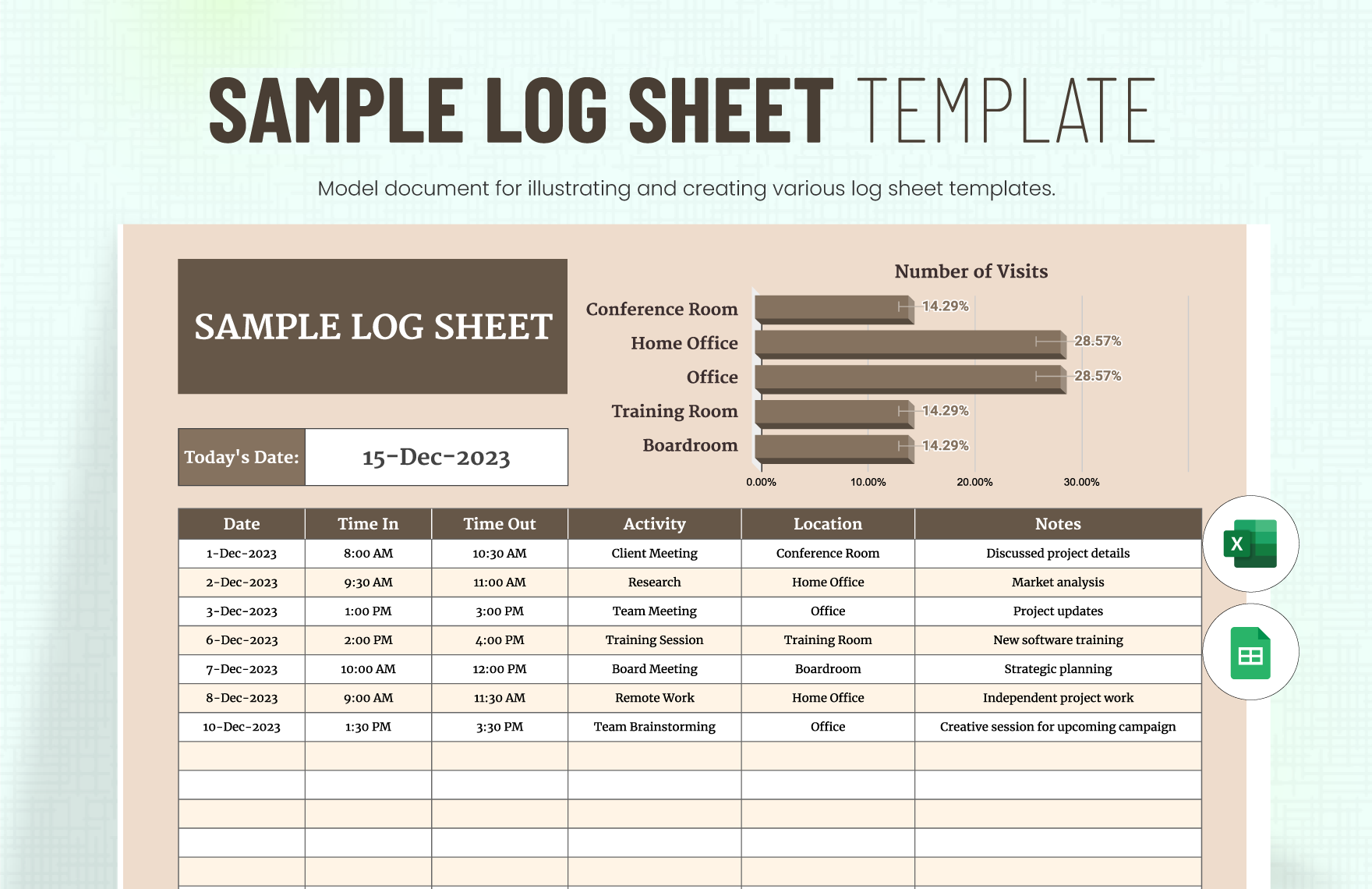 Free Sample Log Sheet Template in Excel, Google Sheets