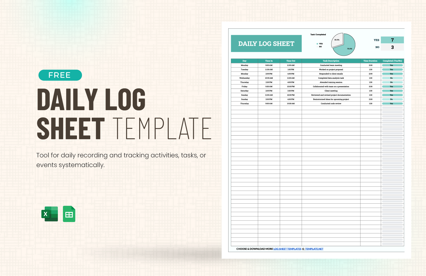 Daily Log Sheet Template