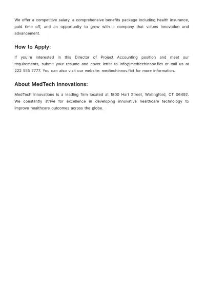 Free Director of Project Accounting Job Description Template to Edit Online