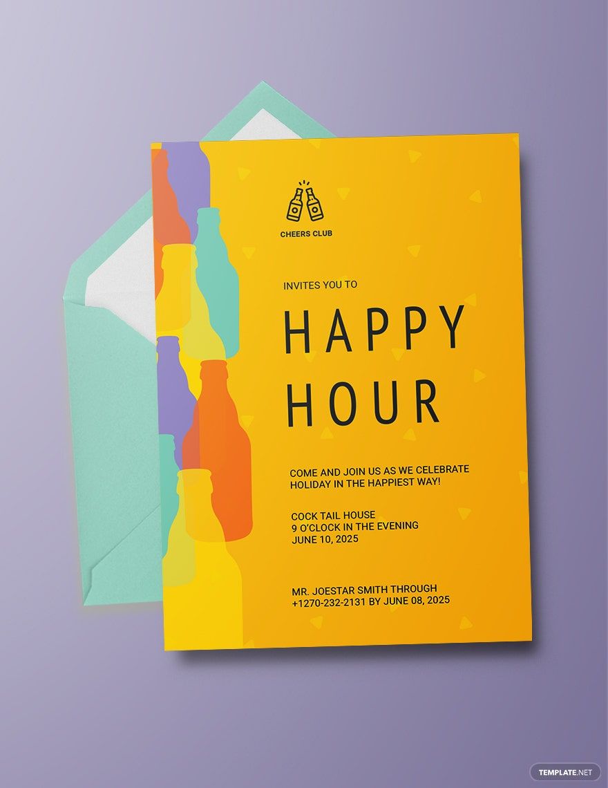 Happy Hour Invitation Template in Word, Illustrator, PSD, Apple Pages, Publisher