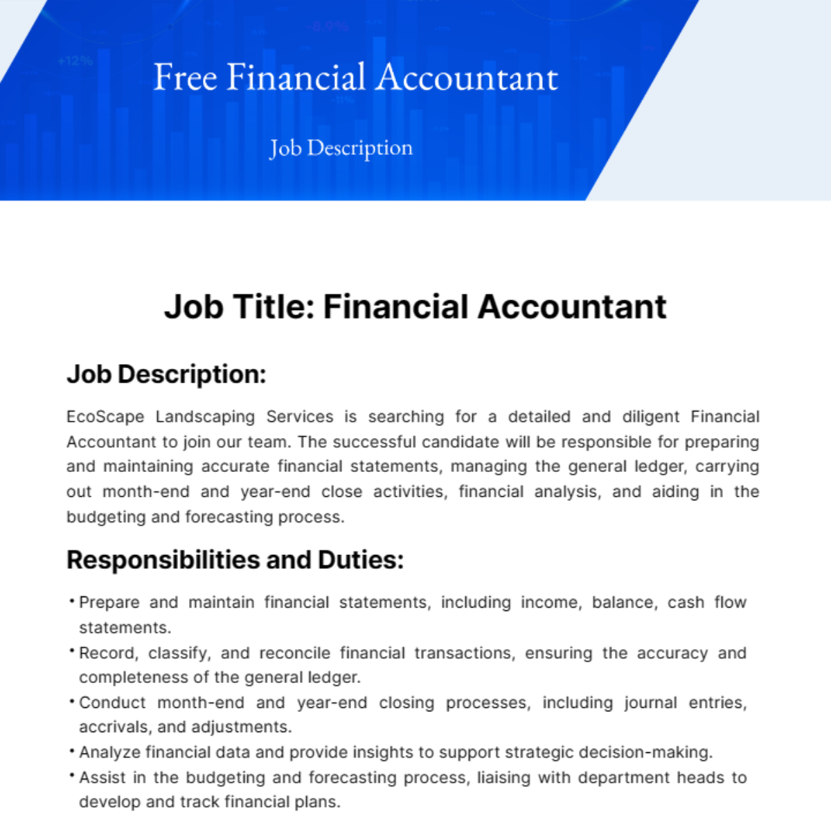 Financial Accounting Job Description Template
