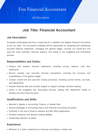 Free Financial Accounting Job Description Template to Edit Online
