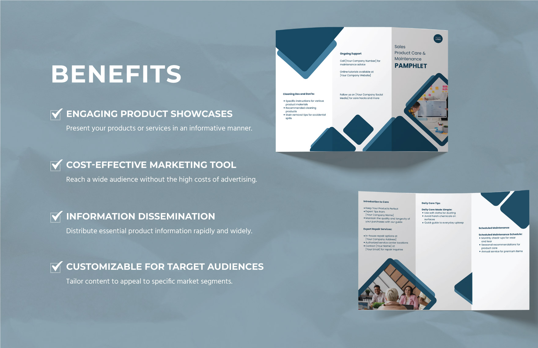 Sales Product Care and Maintenance Pamphlet Template