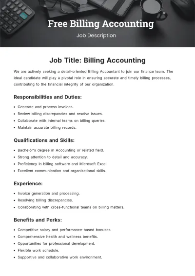 Free Billing Accounting Job Description Template to Edit Online