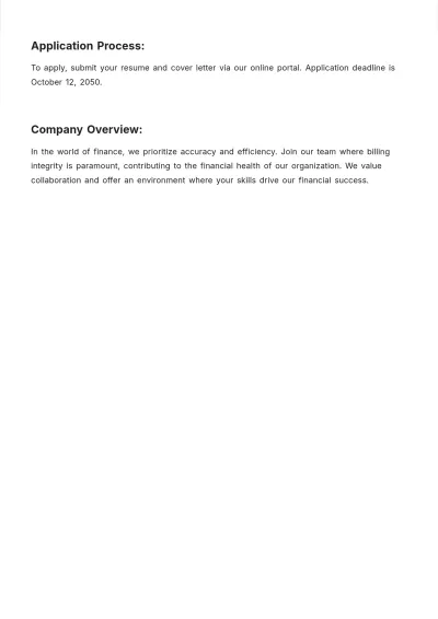 Free Billing Accounting Job Description Template to Edit Online