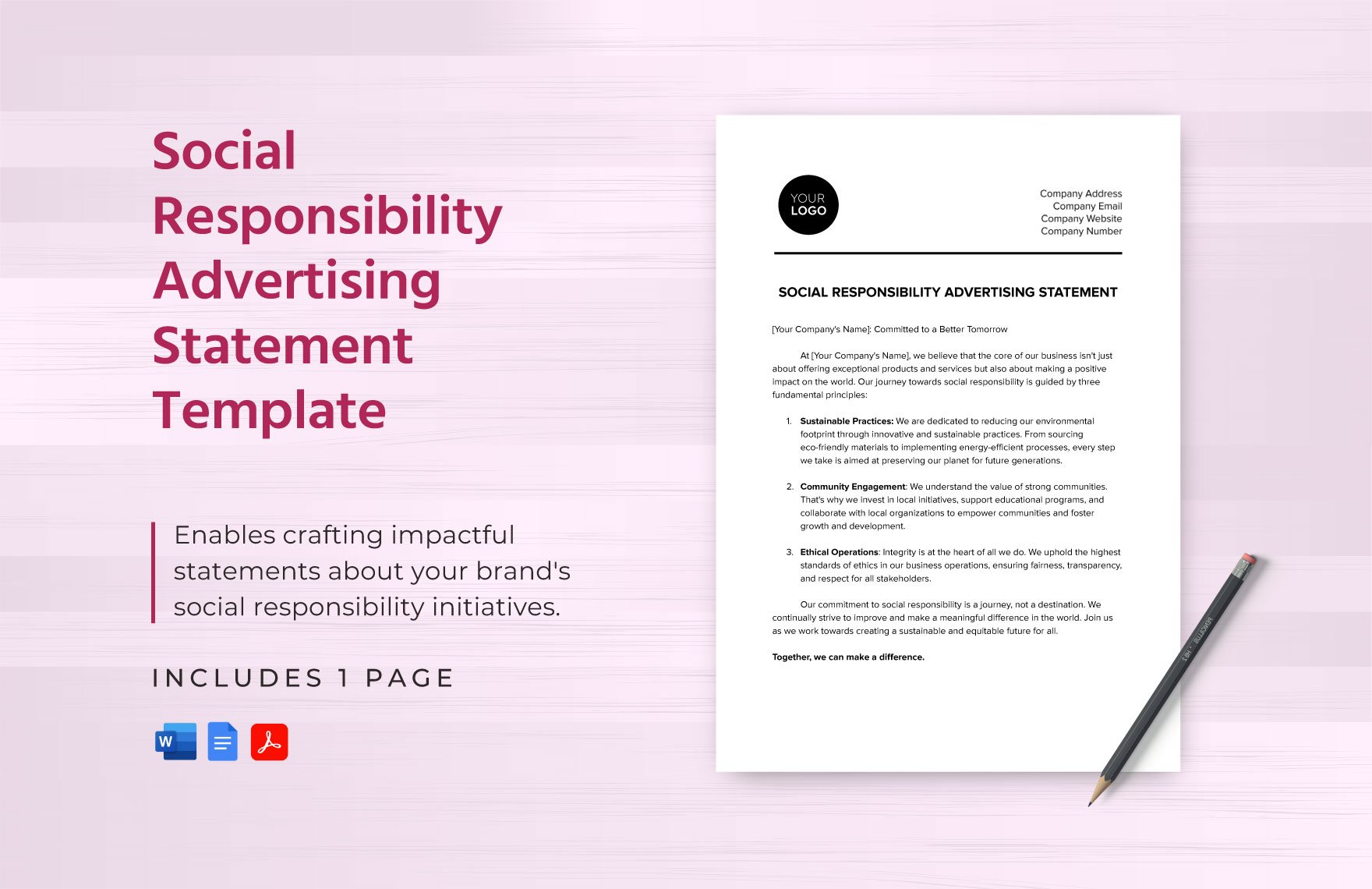 Social Responsibility Advertising Statement Template
