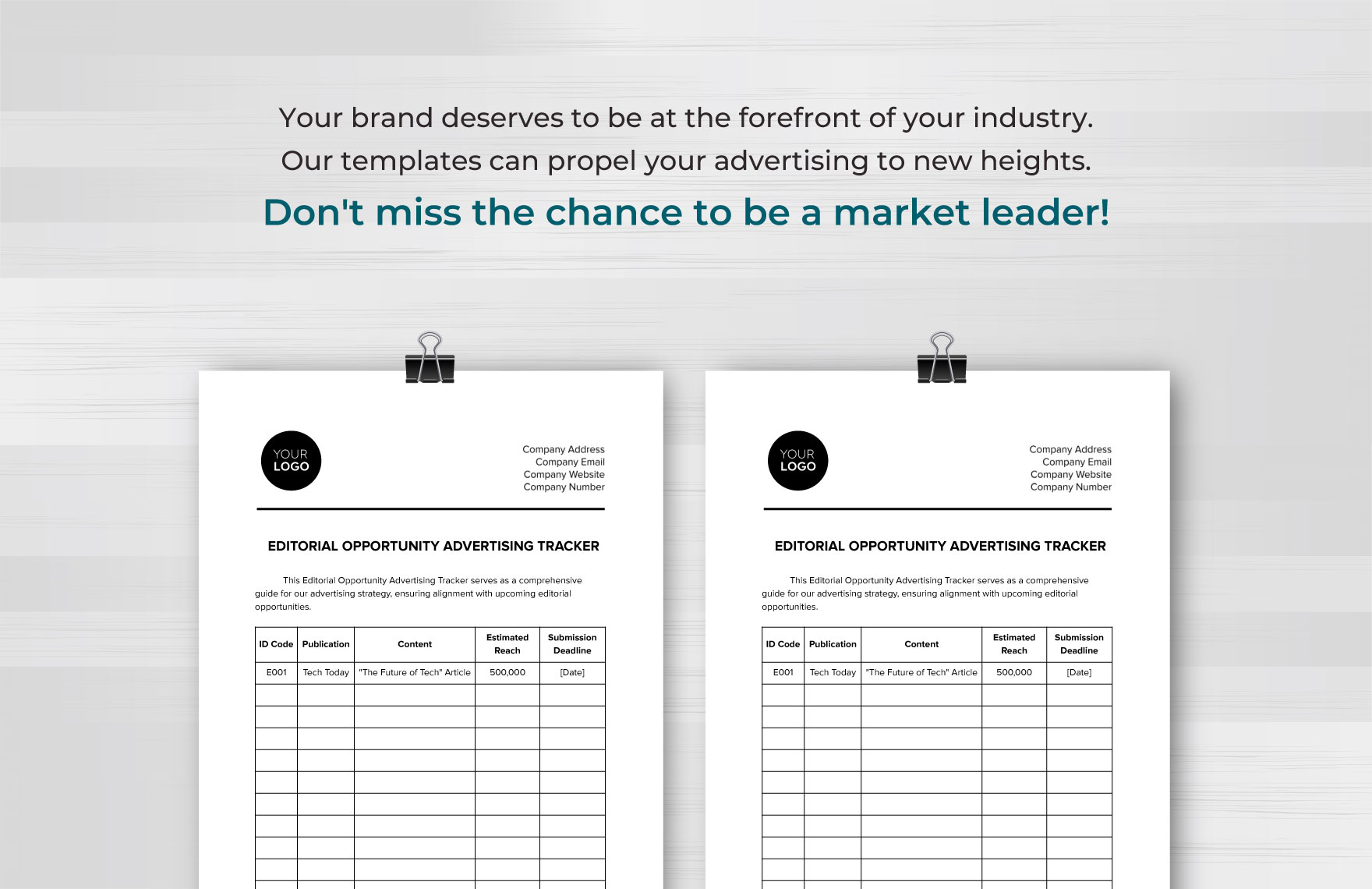 Editorial Opportunity Advertising Tracker Template