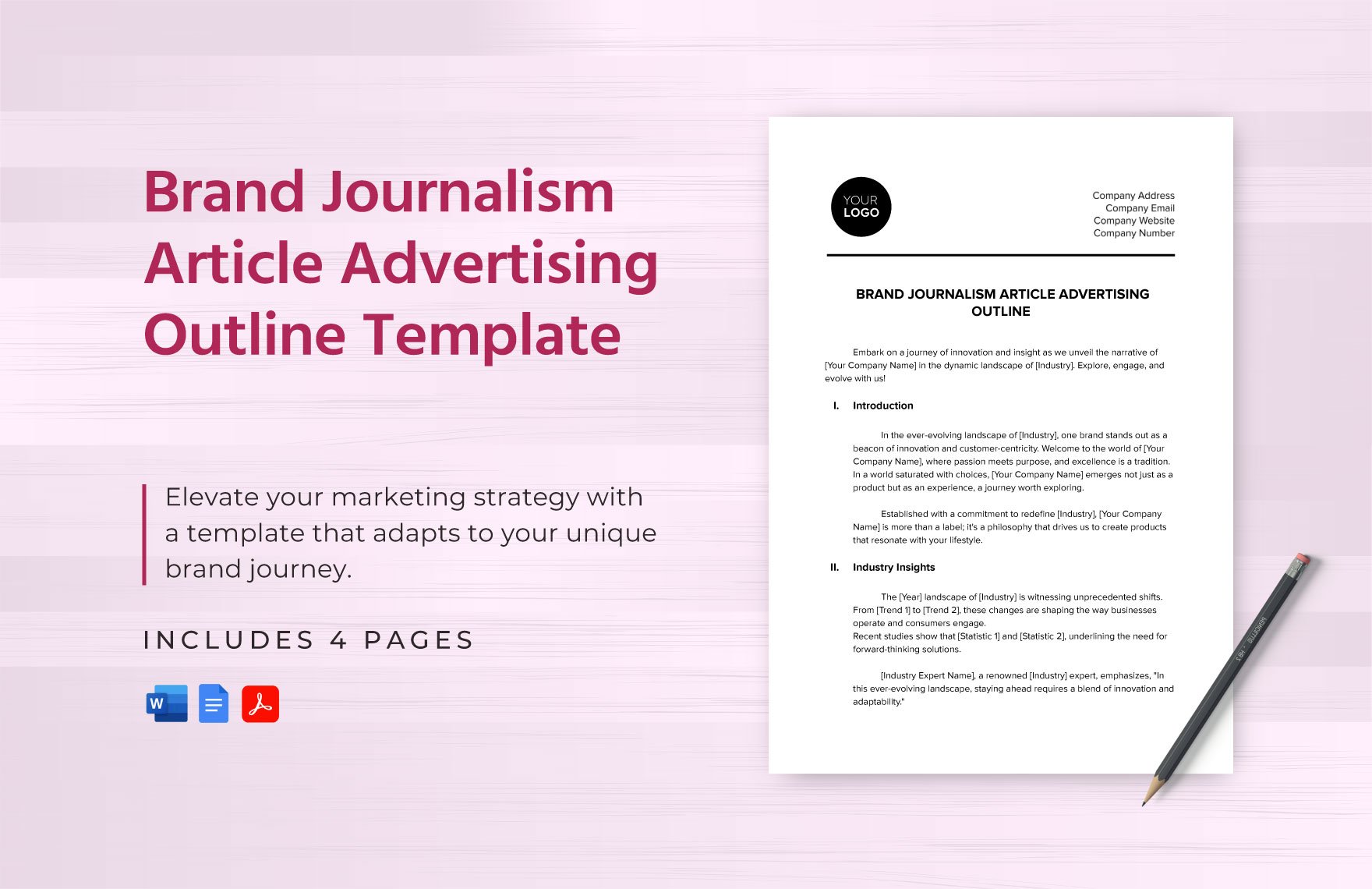 Brand Journalism Article Advertising Outline Template
