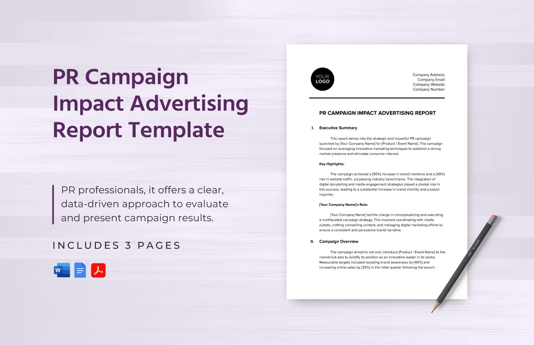 PR Campaign Impact Advertising Report Template in Word, Google Docs, PDF