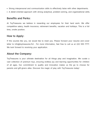 Free Inventory Accounting Job Description Template to Edit Online