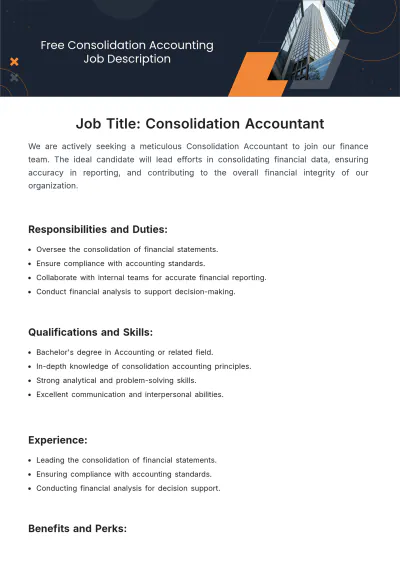 Free Consolidation Accounting Job Description Template to Edit Online