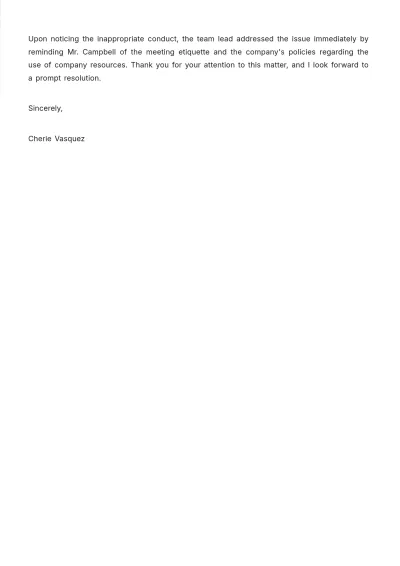Free Employee Misbehavior Complaint Letter Template to Edit Online