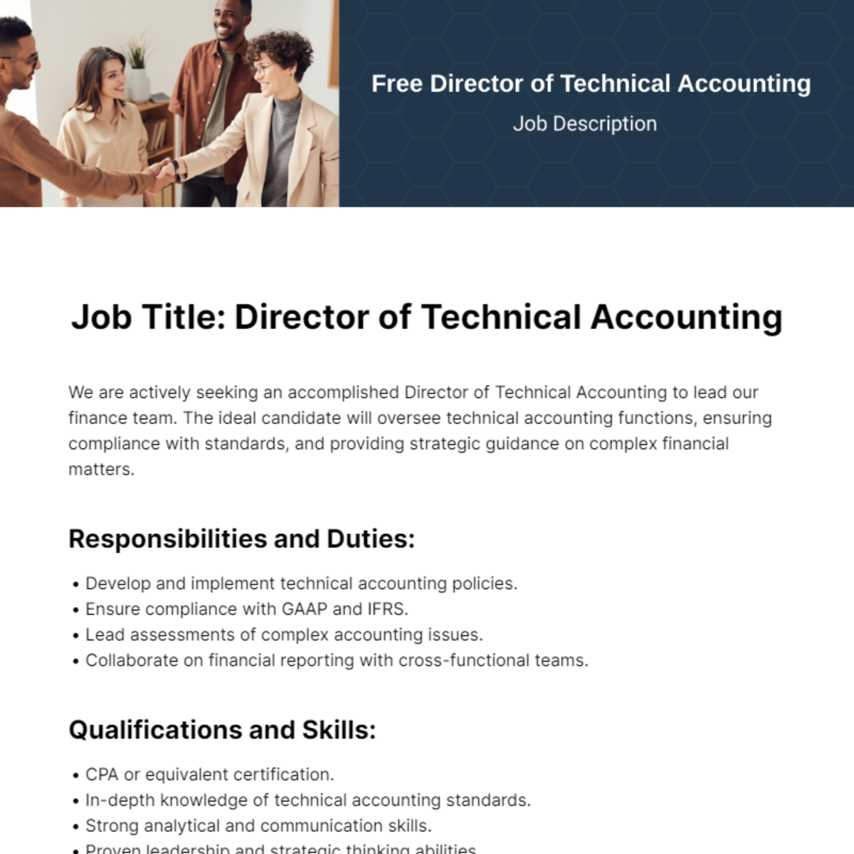 Director of Technical Accounting Job Description Template