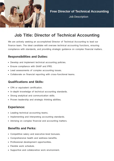 Free Director of Technical Accounting Job Description Template to Edit Online