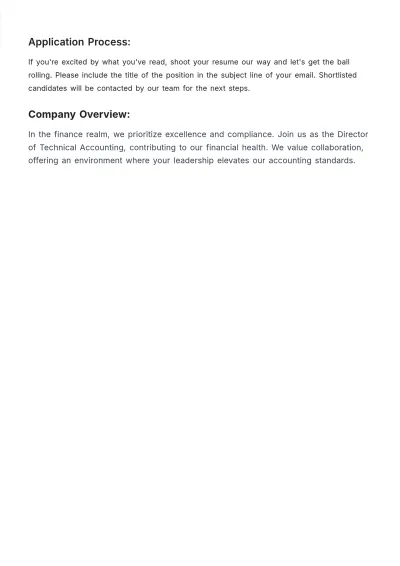 Free Director of Technical Accounting Job Description Template to Edit Online
