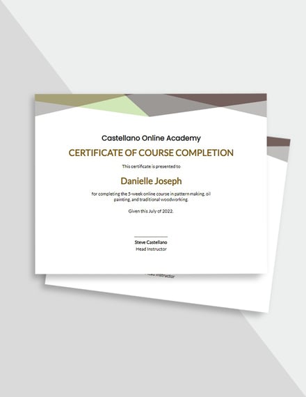 Certificate Of Completion Online Course