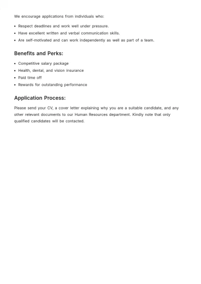 Free Corporate Accounting Job Description Template to Edit Online