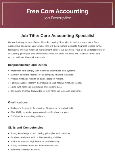 Free Core Accounting Job Description Template to Edit Online