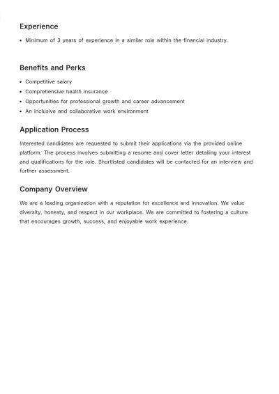Free Core Accounting Job Description Template to Edit Online