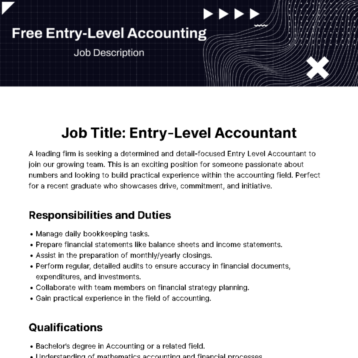 Entry Level Accounting Job Description Template