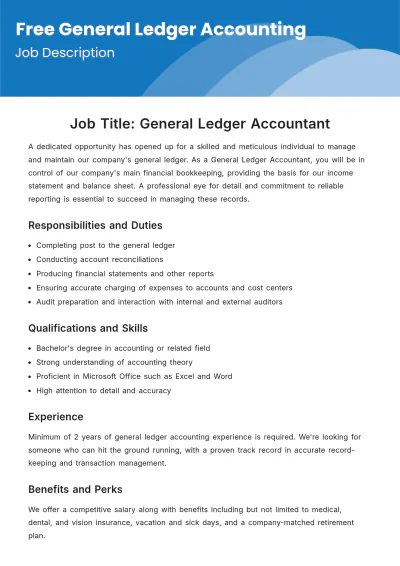 Free General Ledger Accounting Job Description Template to Edit Online