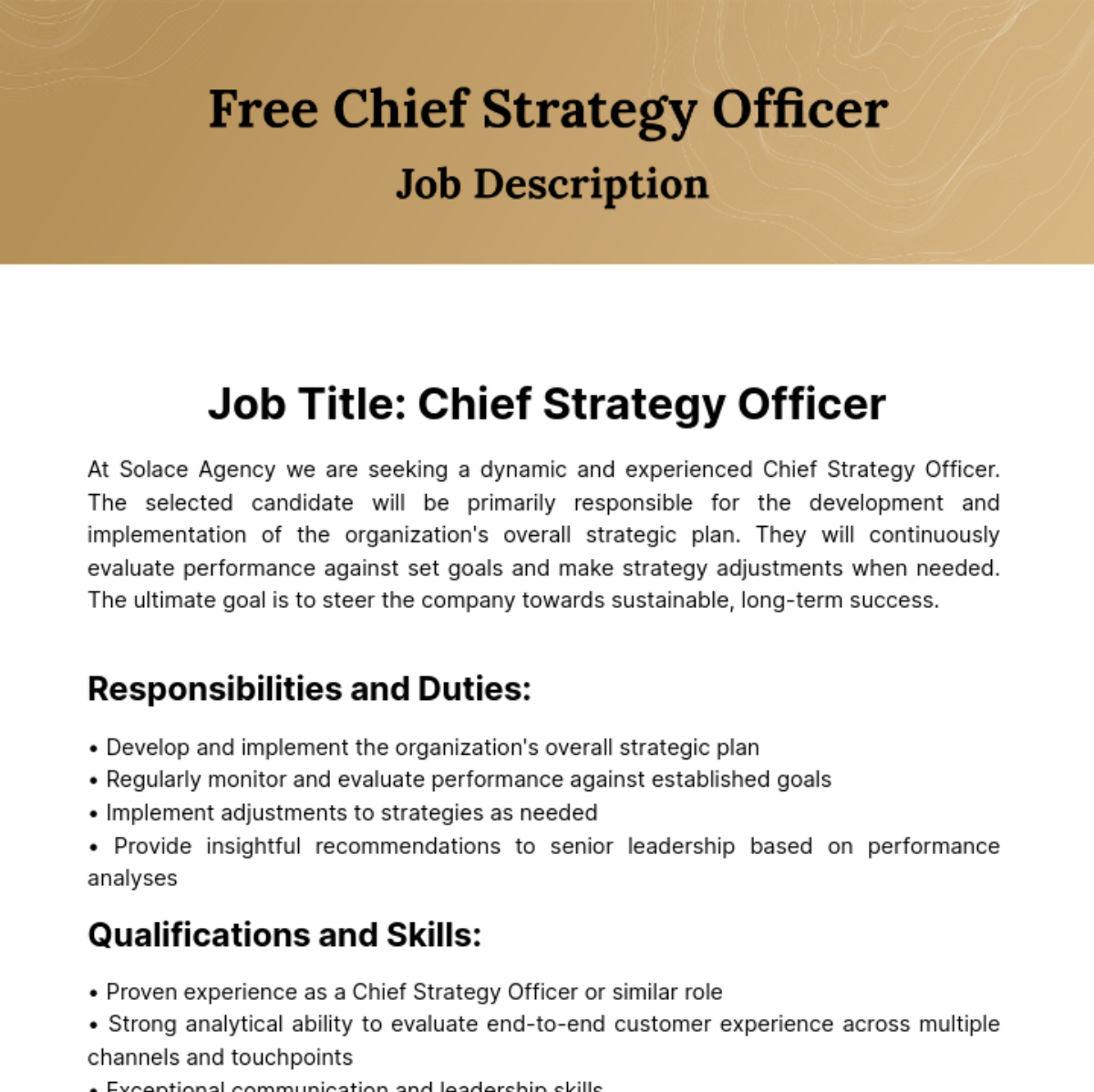 Chief Strategy Officer Job Description Template