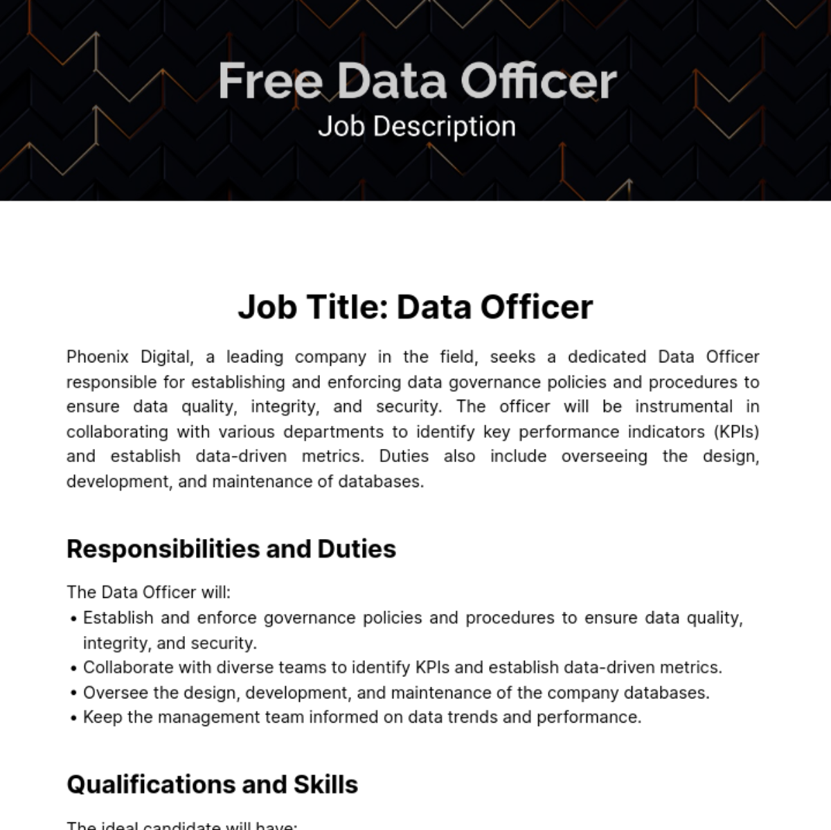 Data Officer Job Description Template