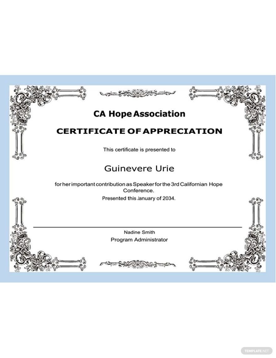Elegant Appreciation Certificate Template