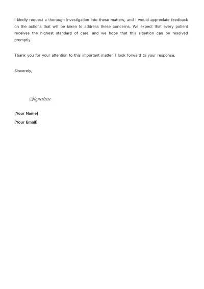 Free Professional Healthcare Complaint Letter Template to Edit Online